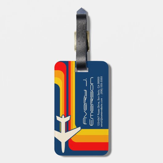 retro stripes bagagelabel (Achterkant verticaal)