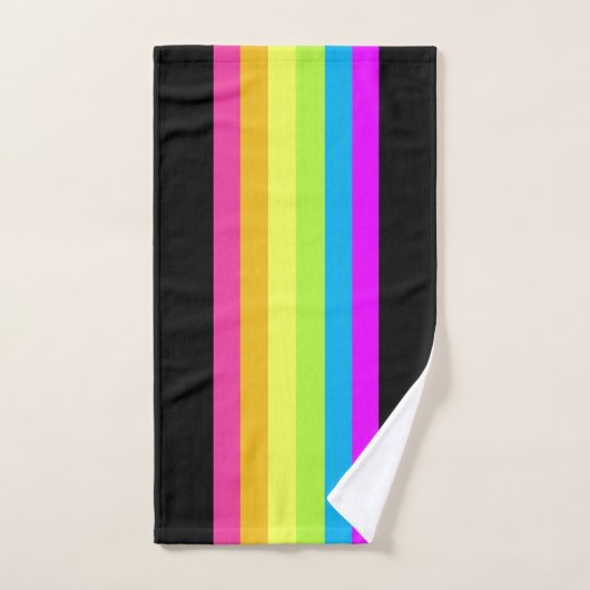 Retro Stripes Bath Towels (Black & Neon Multi) Bad Handdoek (Handdoek)