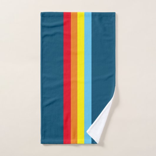 Retro Stripes Bath Towels (Navy Blue Multi) Bad Handdoek (Handdoek)