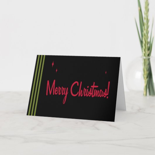 Retro Stripes Black Christmas Card Feestdagen Kaart (Voorkant)