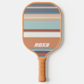 Retro Stripes Blauw Sinaasappel Pickleball Paddle (Voorkant)