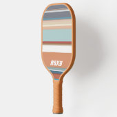 Retro Stripes Blauw Sinaasappel Pickleball Paddle (Links)