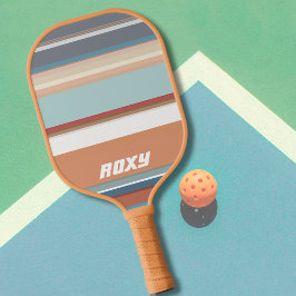 Retro Stripes Blauw Sinaasappel Pickleball Paddle