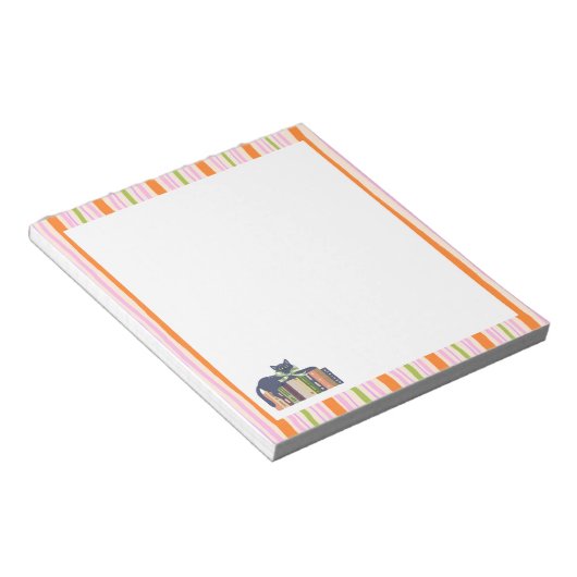 Retro Stripes Book Lover & Cat Notitieblok (Schuin)