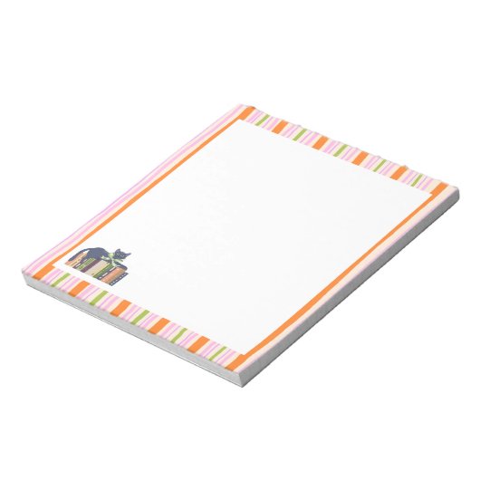 Retro Stripes Book Lover & Cat Notitieblok (Linkerzijde)