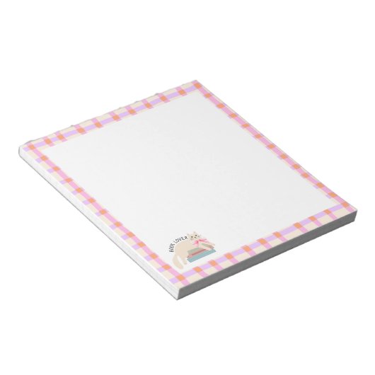 Retro Stripes Book Lover & Cat Notitieblok (Schuin)