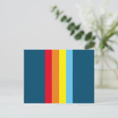 Retro Stripes Briefkaart (Navy Blue Multi) (Staand voorkant)