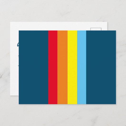 Retro Stripes Briefkaart (Navy Blue Multi) (Voorkant / Achterkant)