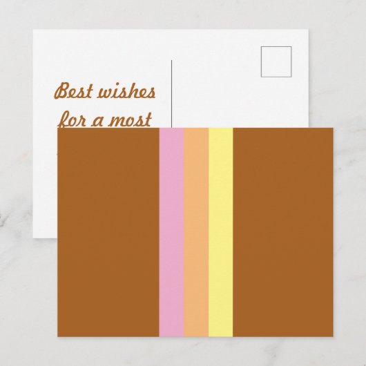 Retro Stripes Briefkaart (Sinaasappel Multi) (Voorkant / Achterkant)