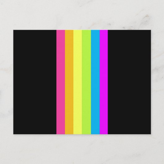 Retro Stripes Briefkaart (zwart en neon) (Voorkant)
