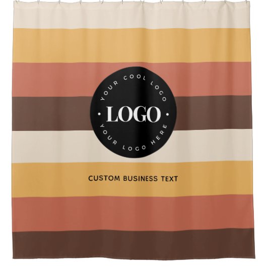 Retro Stripes Business Company Custom Logo 60s 70s Douchegordijn (Voorkant)