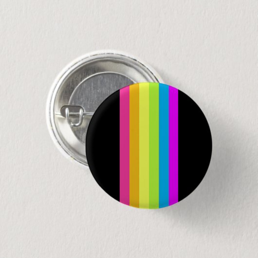 Retro Stripes Button (zwart en neon) (Voorkant /achterkant)