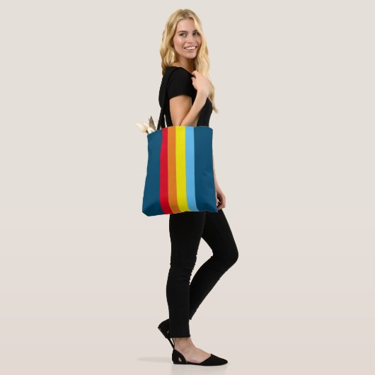 Retro Stripes Canvas tas (Navy Blue Multi) (Op model)