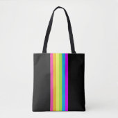Retro Stripes Canvas tas (zwart en neon) (Voorkant)