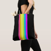 Retro Stripes Canvas tas (zwart en neon) (Dichtbij)