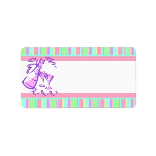 Retro Stripes Champagne Fles voor Feesten Etiket (Voorkant)