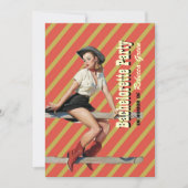 retro stripes cowgirl westerne bachelorette party kaart (Voorkant)