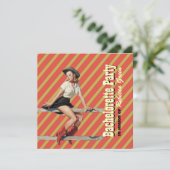 retro stripes cowgirl westerne bachelorette party kaart (Staand voorkant)