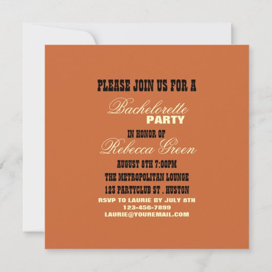 retro stripes cowgirl westerne bachelorette party kaart (Achterkant)