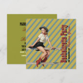 retro stripes cowgirl westerne bachelorette party kaart (Voorkant / Achterkant)