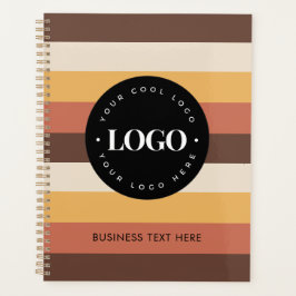 Retro Stripes Custom Business Logo & Text 60s 70s Planner