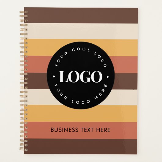 Retro Stripes Custom Business Logo & Text 60s 70s Planner (Voorkant)