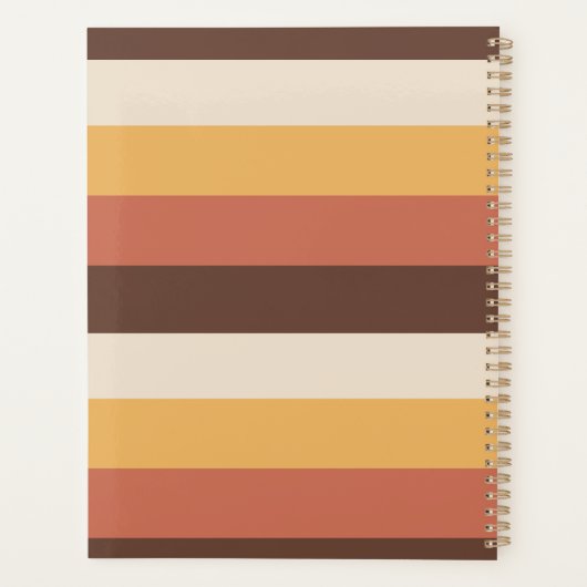 Retro Stripes Custom Business Logo & Text 60s 70s Planner (Achterkant)
