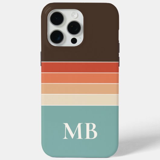 Retro Stripes Custom Monogram Case-Mate iPhone Case (Achterkant)