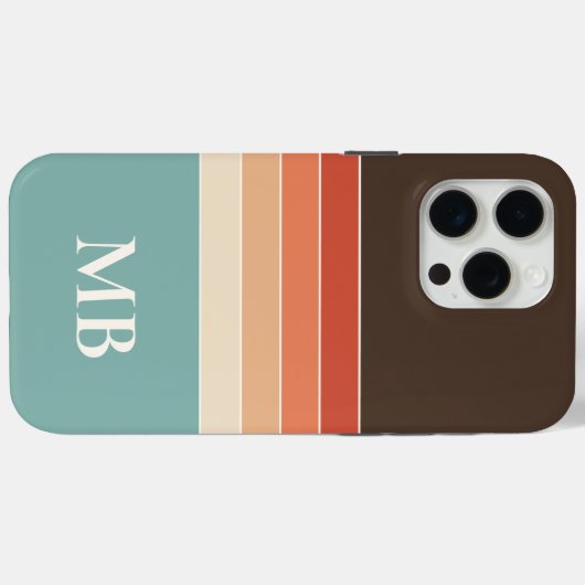Retro Stripes Custom Monogram Case-Mate iPhone Case (Achterkant (horizontaal))