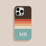 Retro Stripes Custom Monogram iPhone 15 Pro Max Hoesje<br><div class="desc">Retro Stripes Custom Monogram iPhone Case</div>