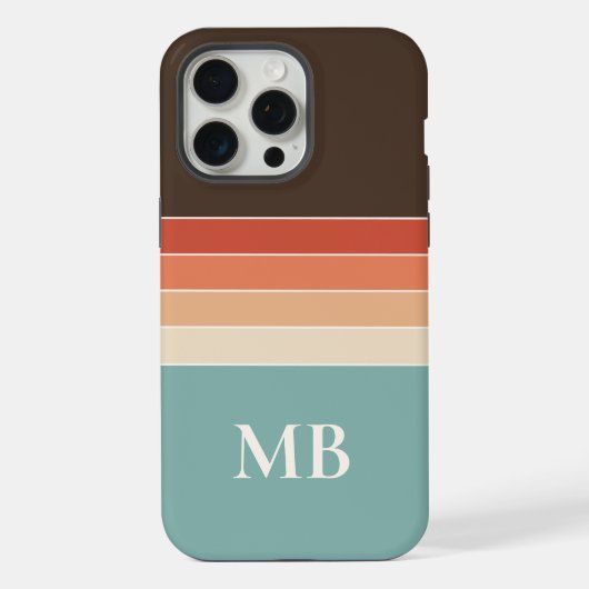 Retro Stripes Custom Monogram iPhone Hoesje (Achterkant)