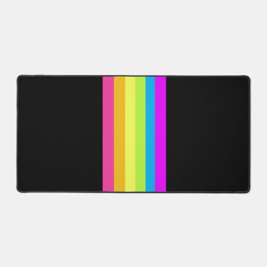 Retro Stripes Desk Mat (Black & Neon Multi) (Voorkant)