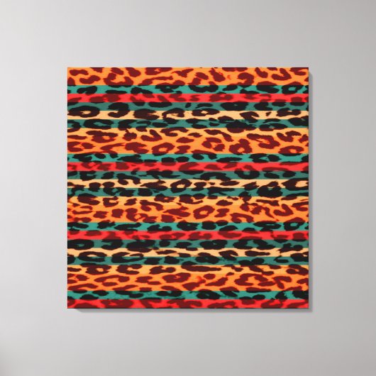 Retro Stripes Dierendruk voor luipaard Canvas Afdruk (Voorkant)
