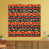 Retro Stripes Dierendruk voor luipaard Canvas Afdruk (Insitu (Woonkamer))