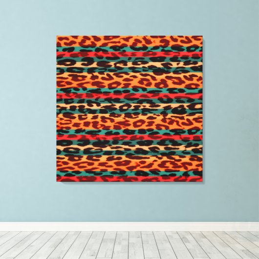 Retro Stripes Dierendruk voor luipaard Canvas Afdruk (Insitu (Houten vloer))