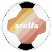 Retro Stripes - dikke naam - koraalroze warme tint Voetbal (Voorkant)