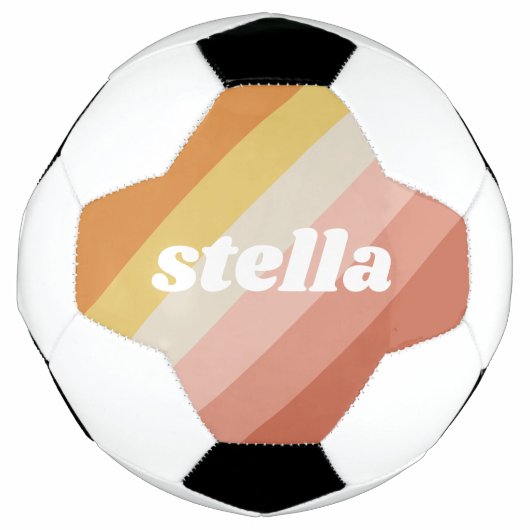 Retro Stripes - dikke naam - koraalroze warme tint Voetbal (Voorkant)