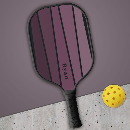 Retro Stripes Donkere Aubergine Kleuren Pickleball Paddle