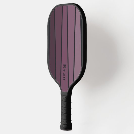 Retro Stripes Donkere Aubergine Kleuren Pickleball Paddle (Links)