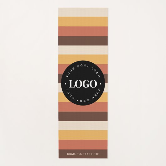 Retro Stripes en Custom Business Logo Text 60s 70s Yogamat (Voorkant)