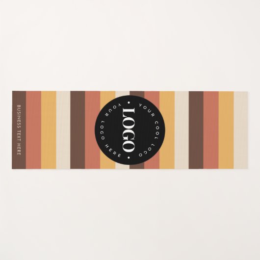 Retro Stripes en Custom Business Logo Text 60s 70s Yogamat (Voorkant (horizontaal))