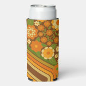 Retro Stripes en Funky Flowers met aangepaste naam Seltzer Blikjeskoeler (Seltzer Achterkant)