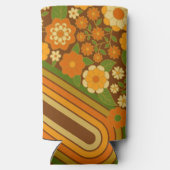 Retro Stripes en Funky Flowers met aangepaste naam Seltzer Blikjeskoeler (Achterkant)