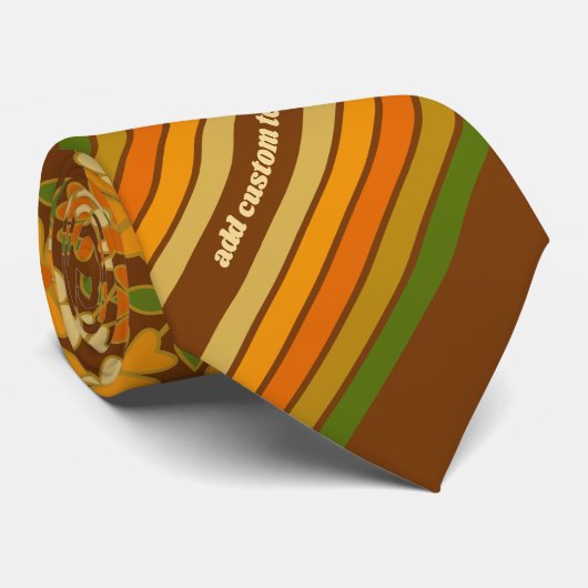 Retro Stripes en Funky Flowers met aangepaste naam Stropdas (Opgerold)