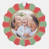 Retro Stripes Familie Foto Kerstmis Ornament Kaart (Voorkant)