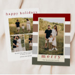 Retro Stripes Familie Kerstmis 4 Foto Feestdagenkaart<br><div class="desc">Deze retro strepen Kerstmis dubbelzijdige platte kaart is voorzien van moderne script kalligrafie,  kleurrijke strepen en 4 foto's. Voeg je favoriete foto's in,  voeg een persoonlijke touch toe met je eigen oprechte boodschap en pas deze naar wens aan. Foto's van prostooleh / Freepik.</div>
