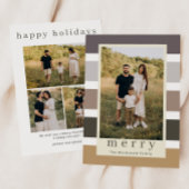 Retro Stripes Familie Kerstmis 4 Foto Feestdagenkaart