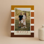 Retro Stripes Familie Kerstmis 4 Foto Feestdagenkaart