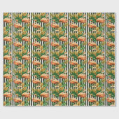 Retro Stripes Flamingo Cadeaupapier (Vlak)