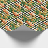 Retro Stripes Flamingo Cadeaupapier (Hoek)